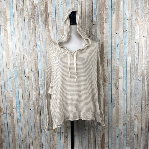 Brandy Melville Sweaters - Brandy Melville S Tan Striped Wool Knit Hoodie